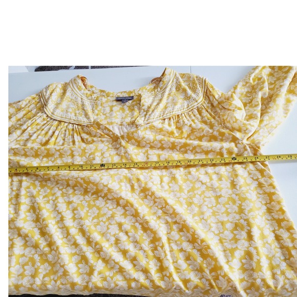 Style & Co Womens 2X Yellow White Floral Rayon Boho Blouse Peasant Top - Picture 8 of 10